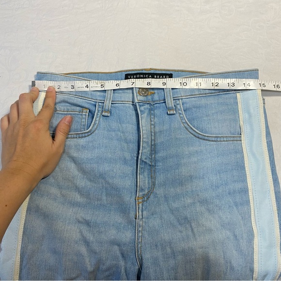 $278 Veronica Beard Carly 11" Kick Flare Side Stripe High Rise Denim Jeans 28 - Picture 10 of 15